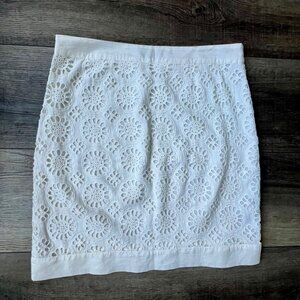 Tommy Bahama White Eyelet Lace Lined Skirt Summer Office Feminine Party
